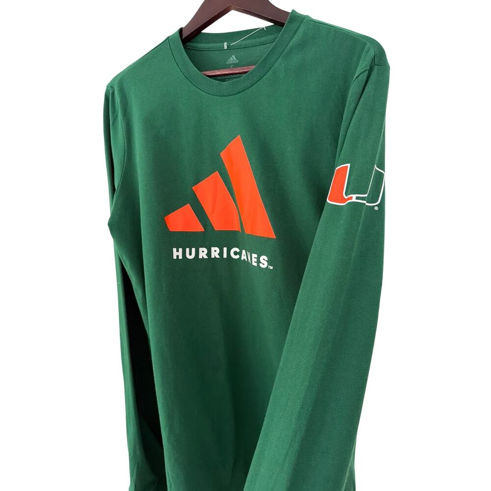 Adidas men Sz S miami hurricanes fresh football 
t-shirt green